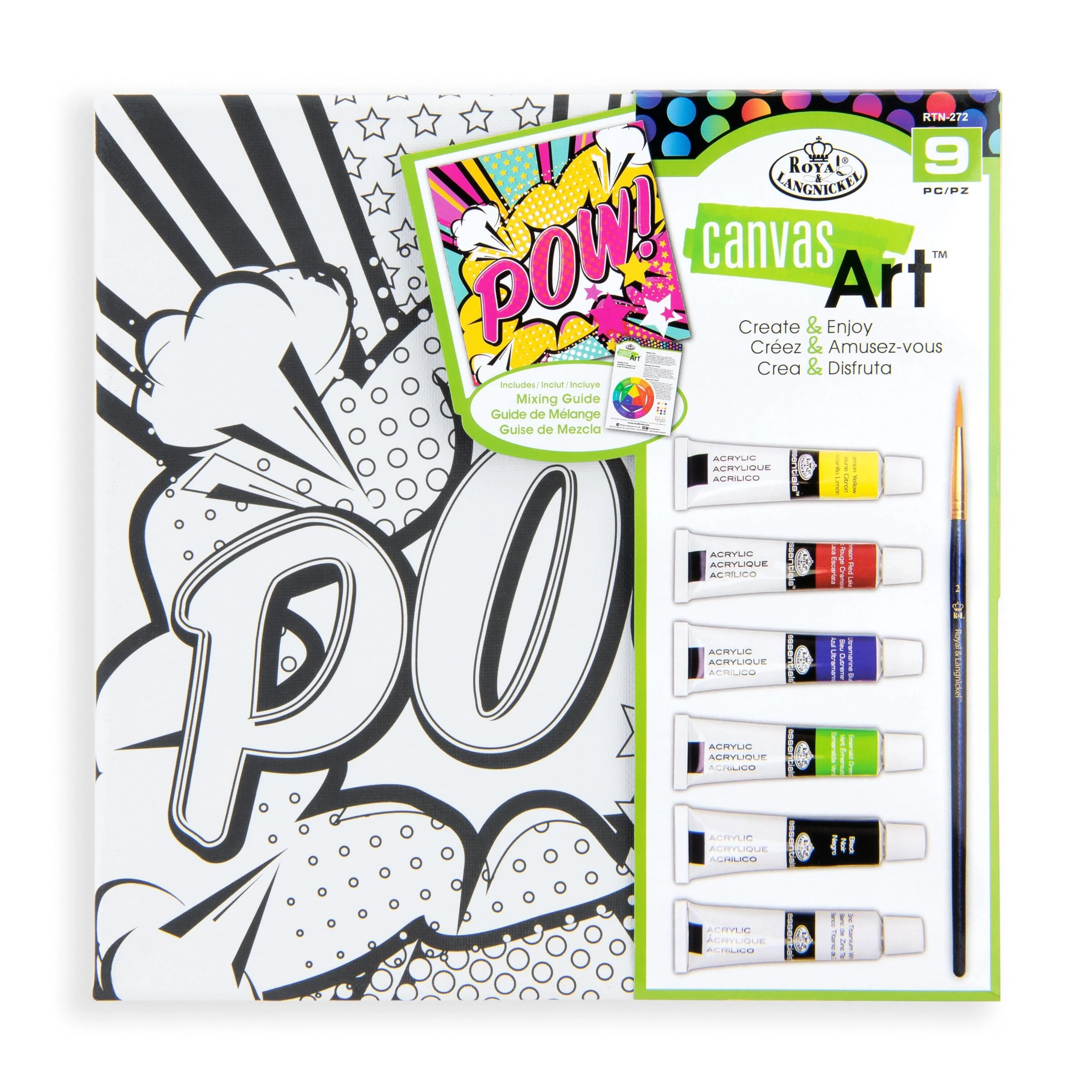 Royal & Langnickel 9pc Canvas Art Painting Art Set, POW