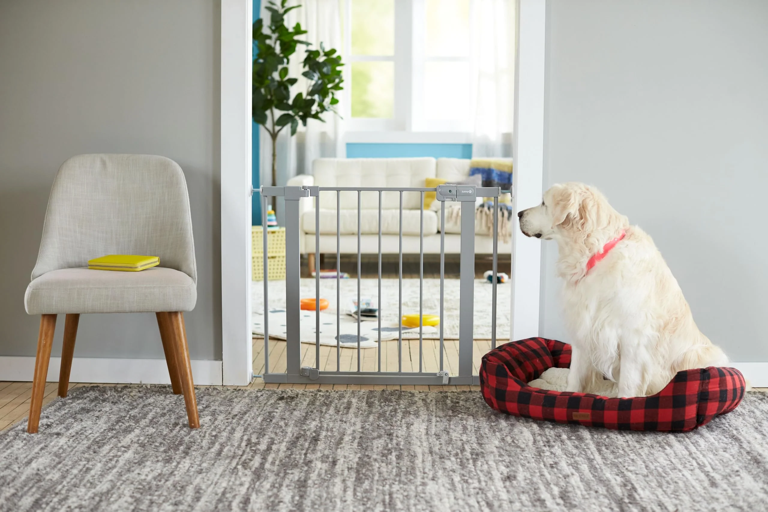 Safety 1st Easy Install Baby Gate for Doorways, Auto-Close Pressure-Mounted Magnetic Latch, Indoor Dog Gates, No Drilling, Fits 29"-38", Grey - Image 9