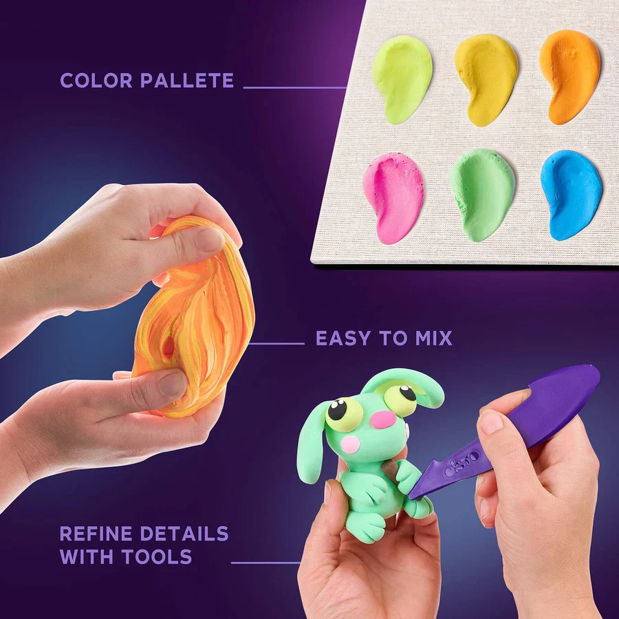 Sensory Art, Little Worlds, Bunny on the Moon - Foam Air‑Dry Clay Wooden Art Kit (8.3" Square) - Ages 8+ - Image 4