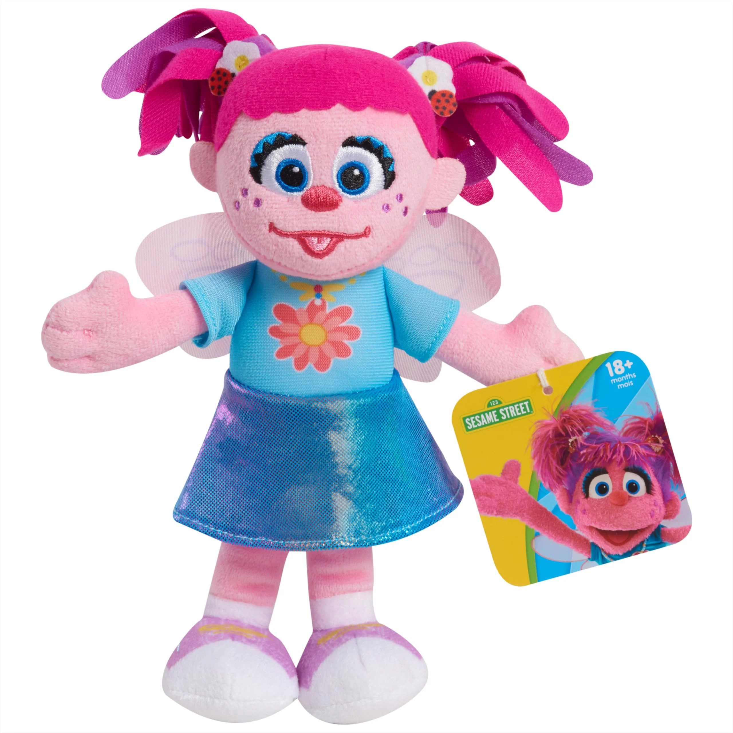 Sesame Street Friends 8-inch Abby Cadabby Sustainable Plush Stuffed Toy, Kids Toys for Ages 18 Month by Just Play