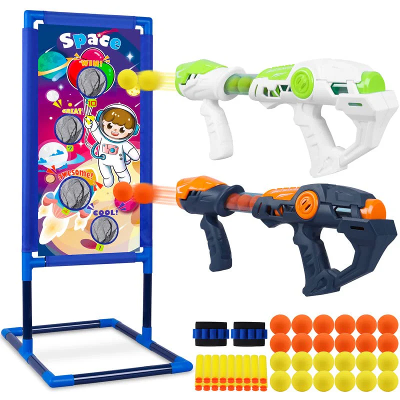 Shooting Game Toy for Boys, Foam Ball Popper Air Guns with Standing Shooting Target, 24 Foam Balls & 18 Soft Bullets, Compatible With Toy Guns - Image 2