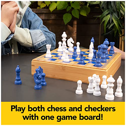 SPIN MASTER GAMES Mindful Classics, Chess Checkers Board Game Set with Bamboo Wooden Box Family Board Games Eco-Friendly Gift, for Adults and Kids Ages 8 and Up - Image 6