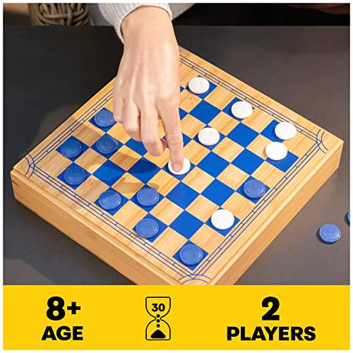 SPIN MASTER GAMES Mindful Classics, Chess Checkers Board Game Set with Bamboo Wooden Box Family Board Games Eco-Friendly Gift, for Adults and Kids Ages 8 and Up - Image 7
