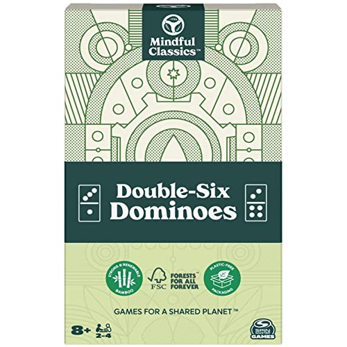 SPIN MASTER GAMES Mindful Classics, Double-Six Wood Dominoes Set Sustainable Classic Games with Wood Storage Case, for Adults and Kids Ages 8 and up - Image 2