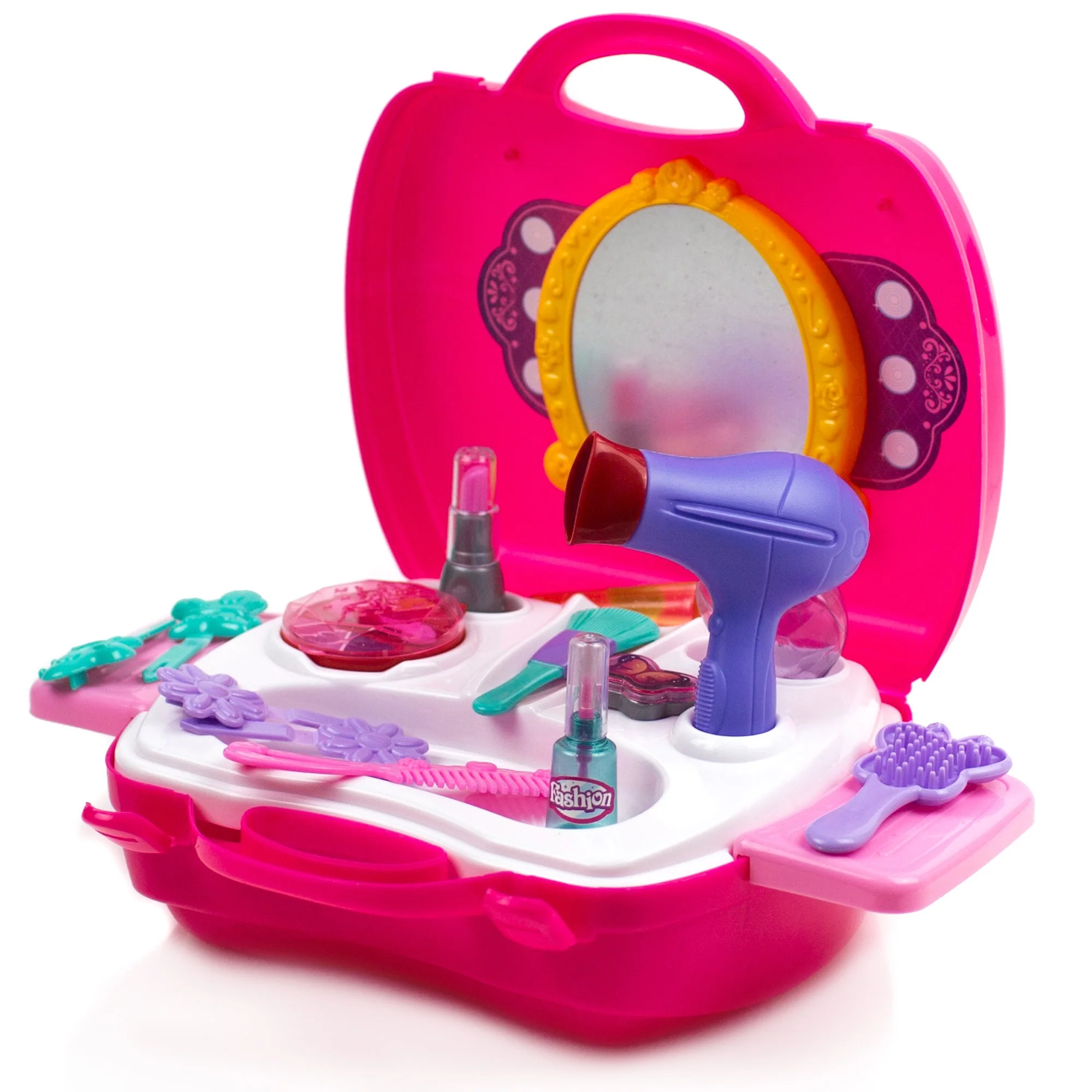 21-Piece Pretend Play Makeup Kit for Girls – Kid’s Vanity Makeup Kit with Beauty Salon Case, Lightweight & Portable Barbie Make Up Cosmetics Set for Toddlers - Image 5