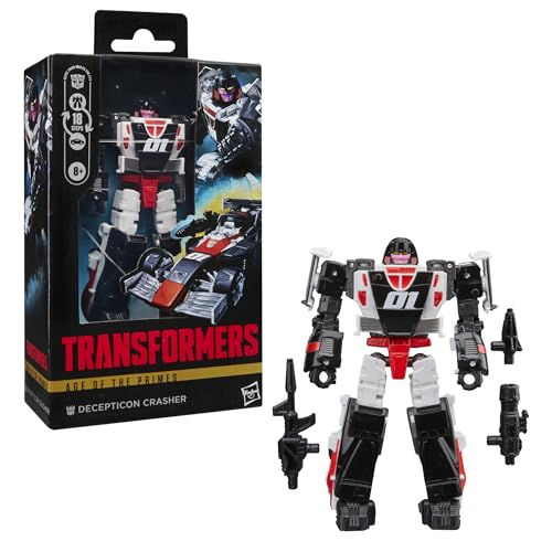 Transformers Age of The Primes Deluxe Class Decepticon Crasher, 5.5-inch Converting Action Figure, Robot Toys for Ages 8+