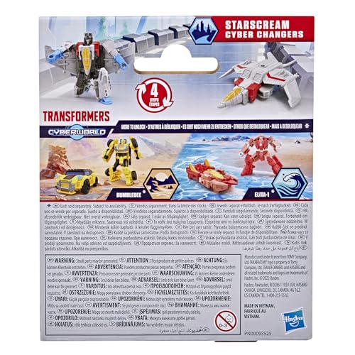 Transformers CYBERWORLD Starscream Cyber Changers 4-Inch Action Figure, Quick Change to Jet Mode, Robot Toys for Boys and Girls, Kids Christmas Stocking Stuffers, Ages 6+ - Image 3