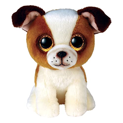 Ty Beanie Boo Hugo - Brown and White Dog - 6"
