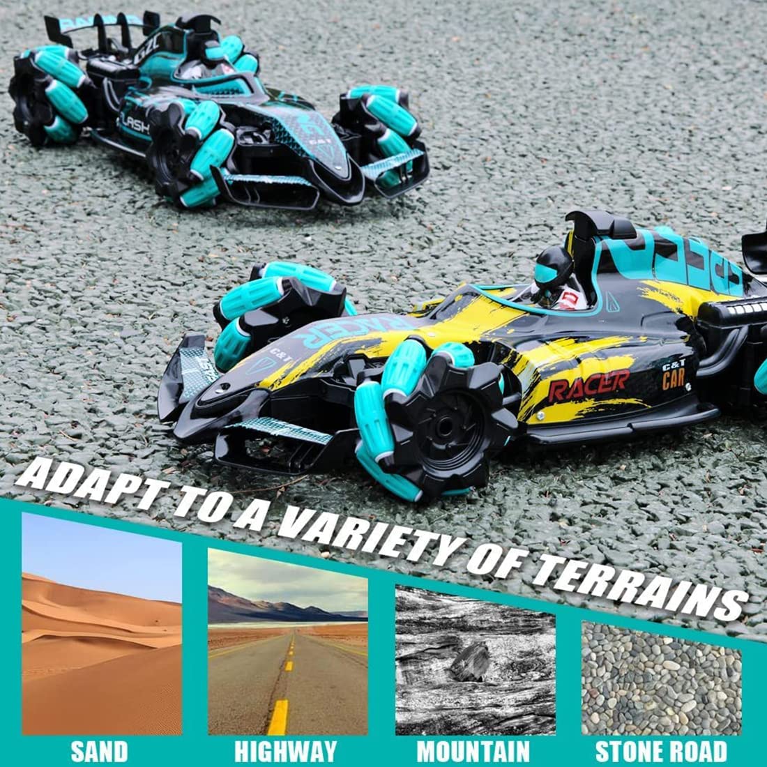 Wembley Rechargeable F1 Super Drifter 360° Rotation Remote Control Smoke car with LED Lights | 1:14 Fog Stunt High Speed 25KM/H Race Remote Control Fast Stunt Toy Car - Image 3