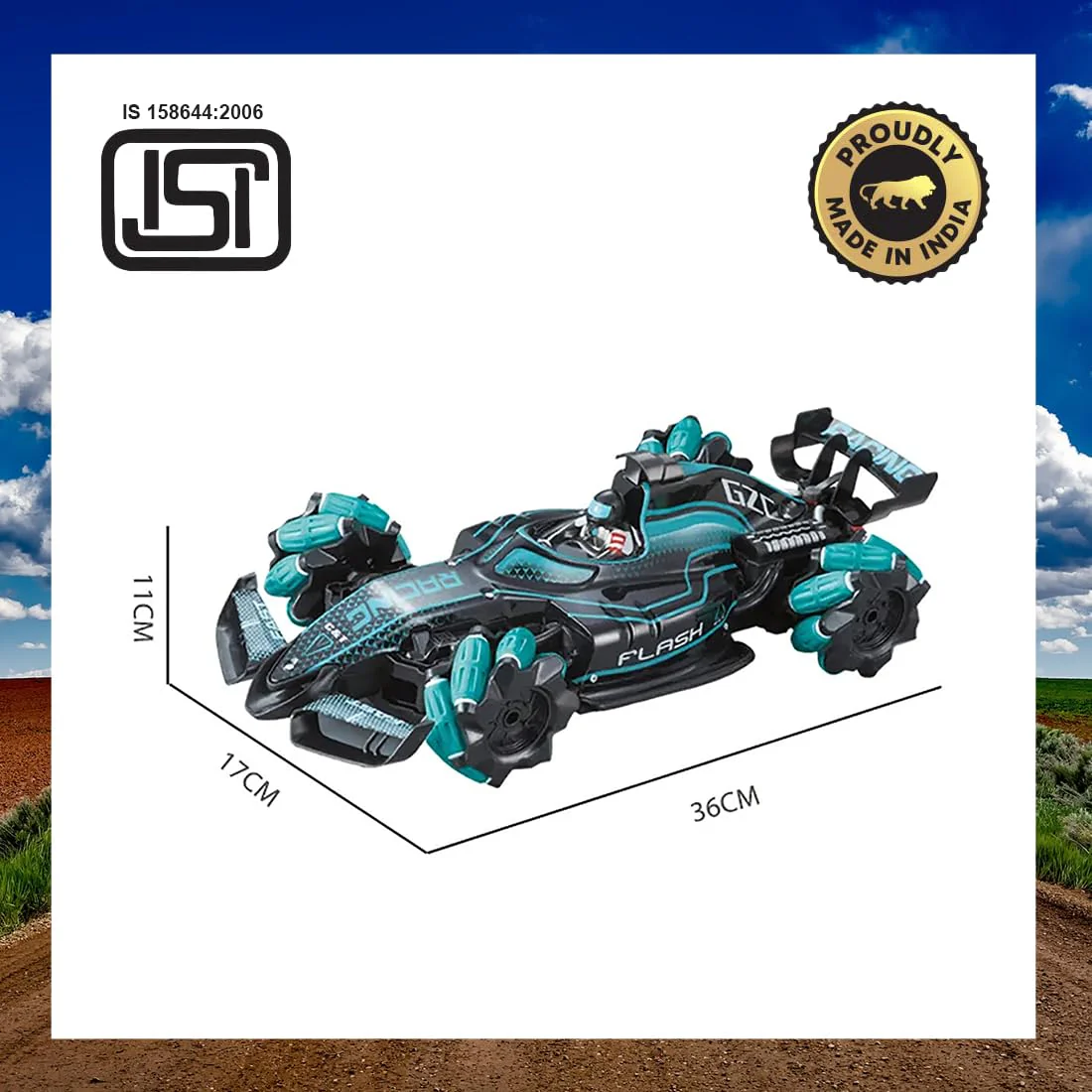 Wembley Rechargeable F1 Super Drifter 360° Rotation Remote Control Smoke car with LED Lights | 1:14 Fog Stunt High Speed 25KM/H Race Remote Control Fast Stunt Toy Car - Image 9