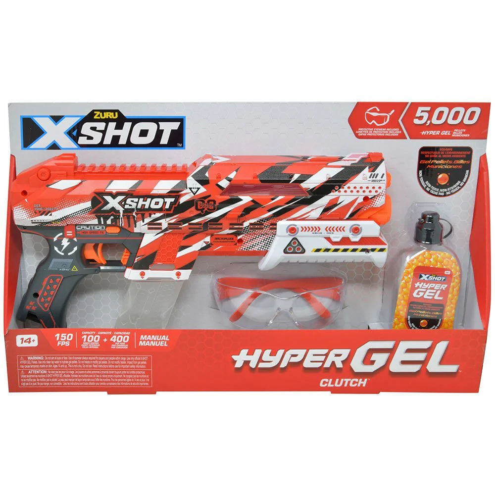 XShot Hyper Gel Clutch Blaster, Manual Prime Gel Blaster & 5,000 Hyper Gel Pellets, 100 Capacity Hopper & 400 Capacity Mag, Eyewear, Ages 14 & Up by ZURU - Image 2