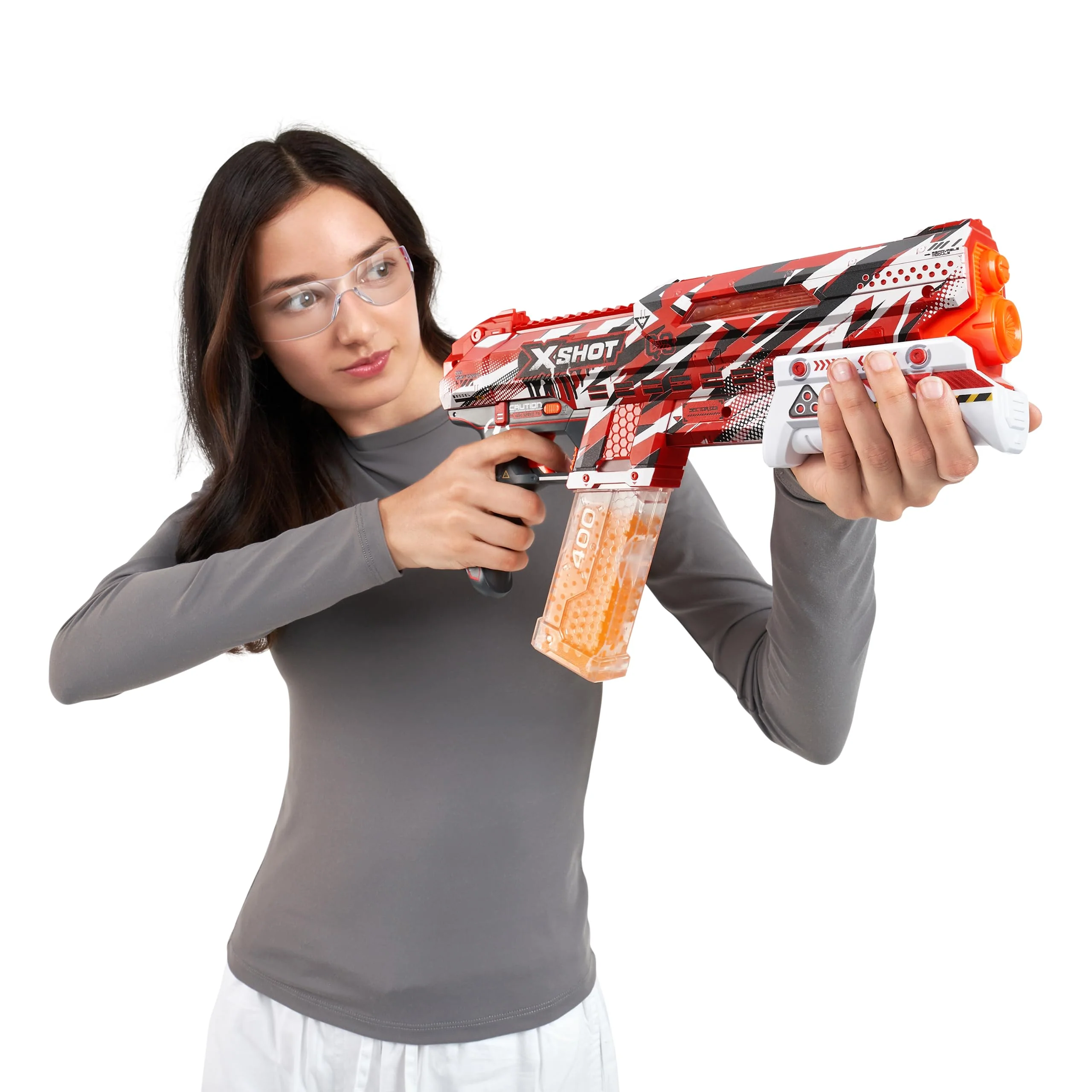 XShot Hyper Gel Clutch Blaster, Manual Prime Gel Blaster & 5,000 Hyper Gel Pellets, 100 Capacity Hopper & 400 Capacity Mag, Eyewear, Ages 14 & Up by ZURU - Image 5
